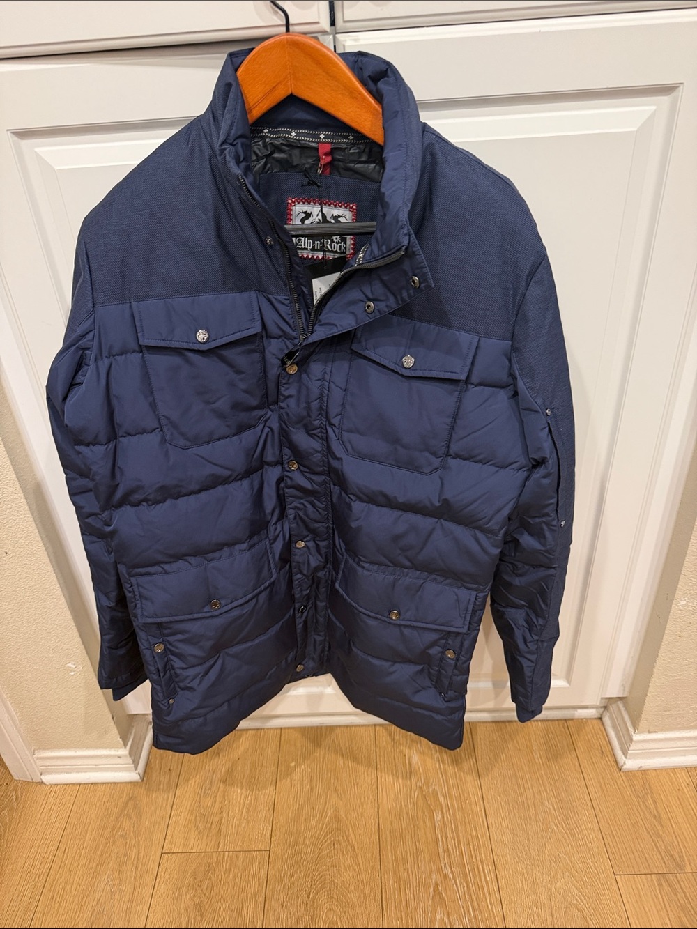 Alp N Rock Navy Quilted Puffer Jacket with Snap Pockets